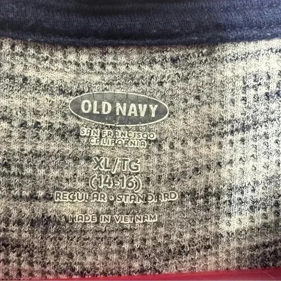 Old Navy Thermal Hoodie Pullover Blue & Grey Size XL (14-16) - Picture 6 of 16